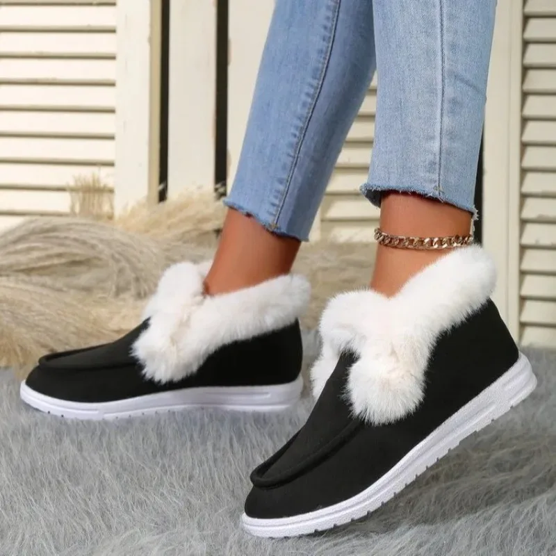 2023 Autumn and Winter New Foreign Trade Large Size Solid Color Suede Plus Fleece Sleeve Feet Comfortable Cotton Shoes