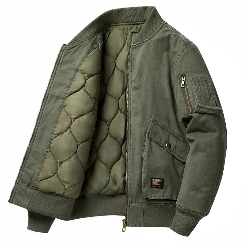 

Winter Men's Military Tactical Jackets Multi-pocket Cotton Windbreaker Overcoat Motorcycle Jacket Stand-up Collar Slim