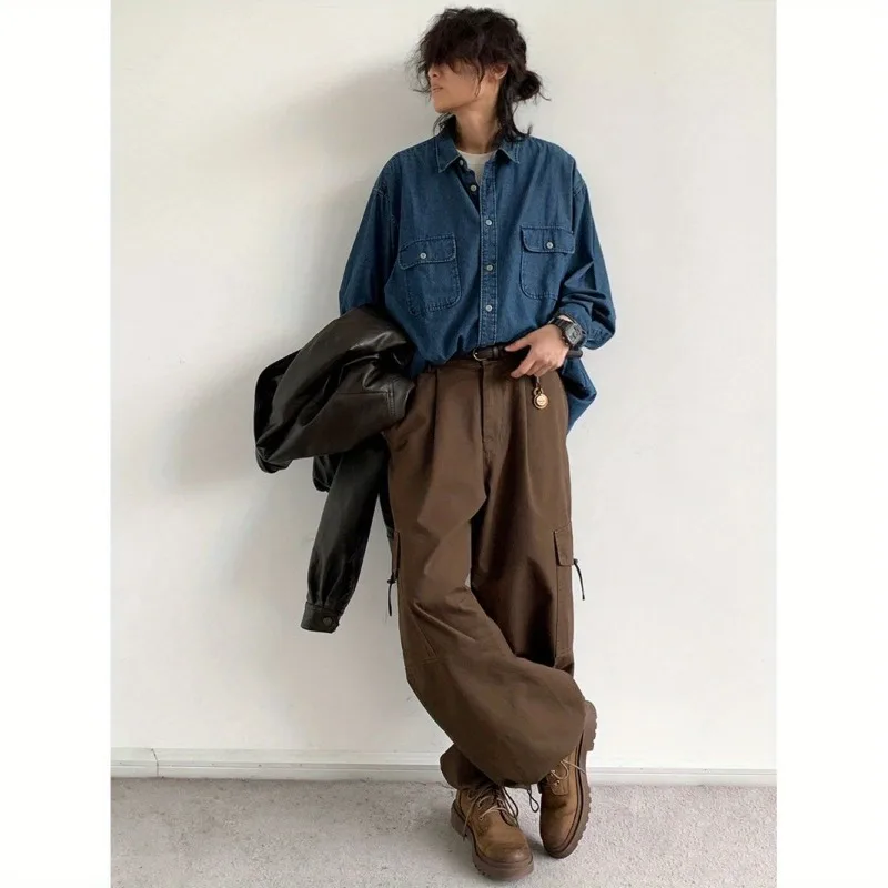 2024 Spring Casual Men Set Retro Simplicity Pocket Denim