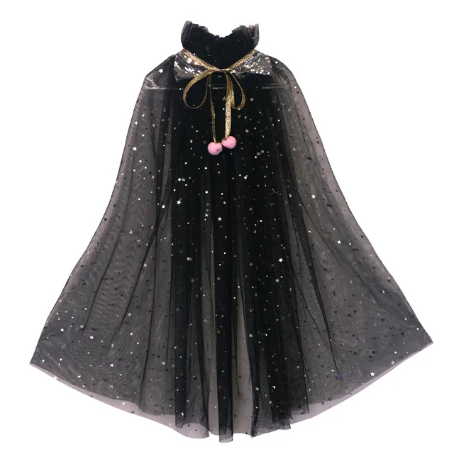 Costume de fille pour enfants, robe élégante, Cape pour enfants, fourniture de fête de noël et d'halloween, Cape en Tulle, accessoire Elsa raiponce 1