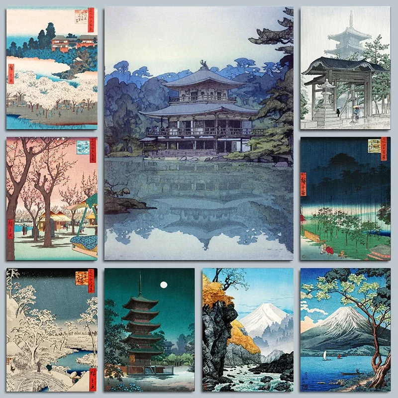 Classic Japan Style Art Canvas Painting And Wall Pictures For Living Room Decoration Home Room Picture Wall Sticker