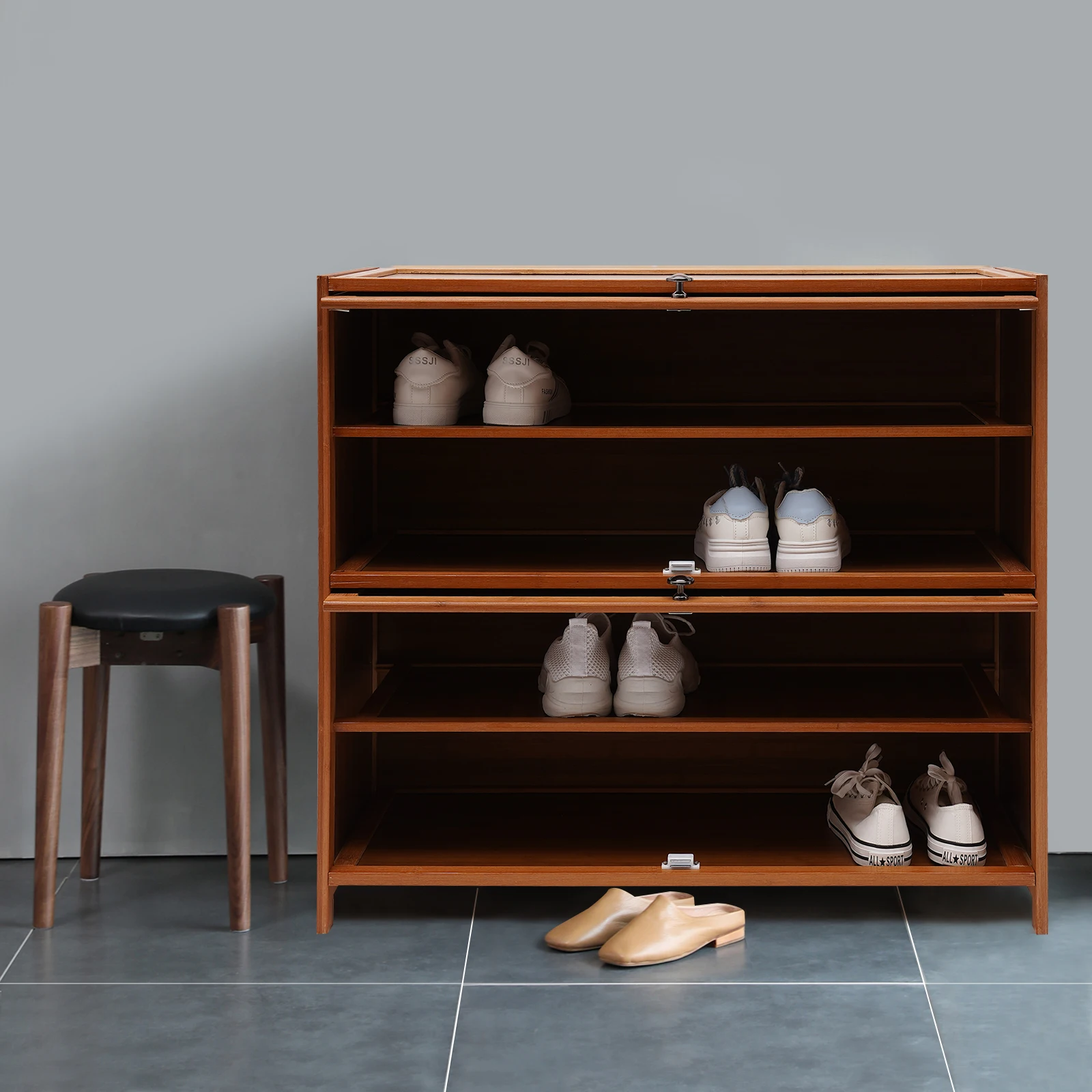 4-Tier Bamboo Shoe Rack Cabinet Wooden Shelf Stand Storage Shoes Organizer shoe rack