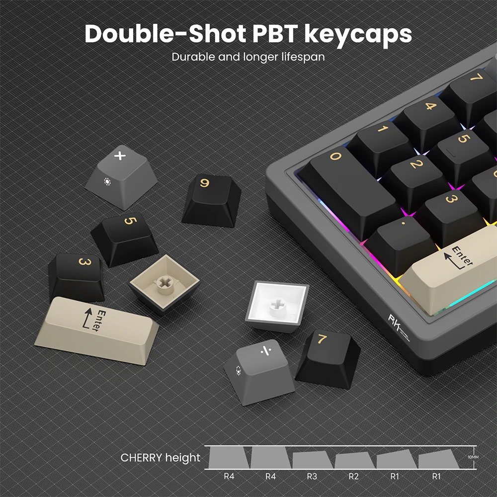 RK ROYAL KLUDGE M20 2.4 무선 숫자 키보드 17키 PBT 키캡 RGB 가스켓 노브 블루투스 계산기 키패드 핫스왑 가능