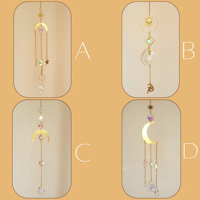 Crystal Suncatcher Arany Holdcsillag Napsókészülők Lógnak Színes Kristály Prizma Dísz Szivárványkészítő Ablak Kerti Dekoráció - Image 5