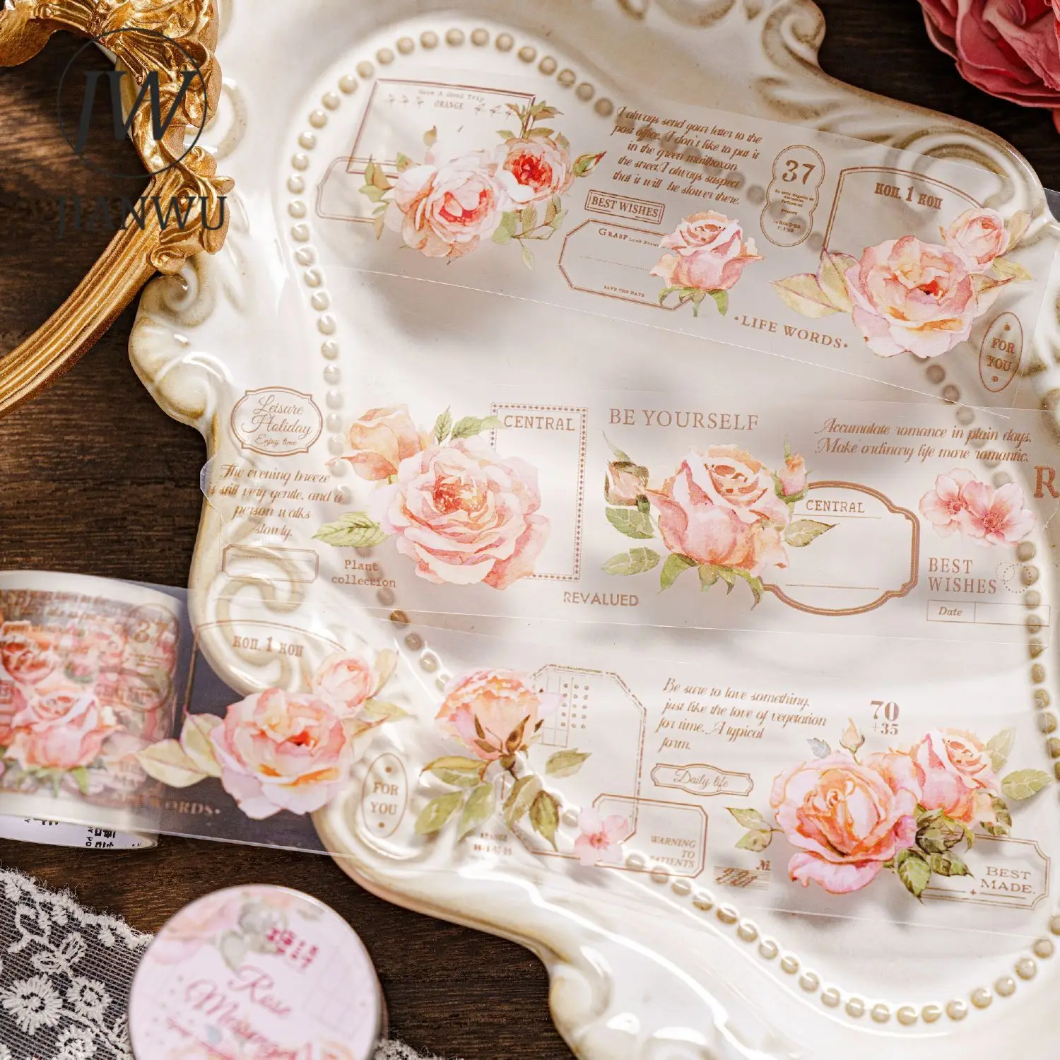 JIANWU 40mm*200cm Flower Letter Series Simple Plant Flower Material Decor PET Tape Creative DIY Journal Collage Stationery