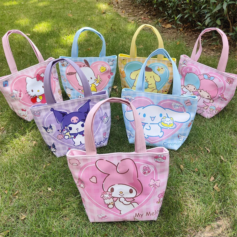 

Hello Kitty Tote Bag Fashion Cute Foldable Shopping Bag Women's Handbags Printed Bento Bag Large Capacity Waterproof Lunch Bag