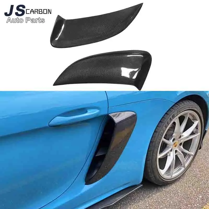 Per Porsche 718 Boxster Cayman Carbon Fiber Car Door Side Fender Vents Trim Frame Decoration Cover Upgrade Body Kit