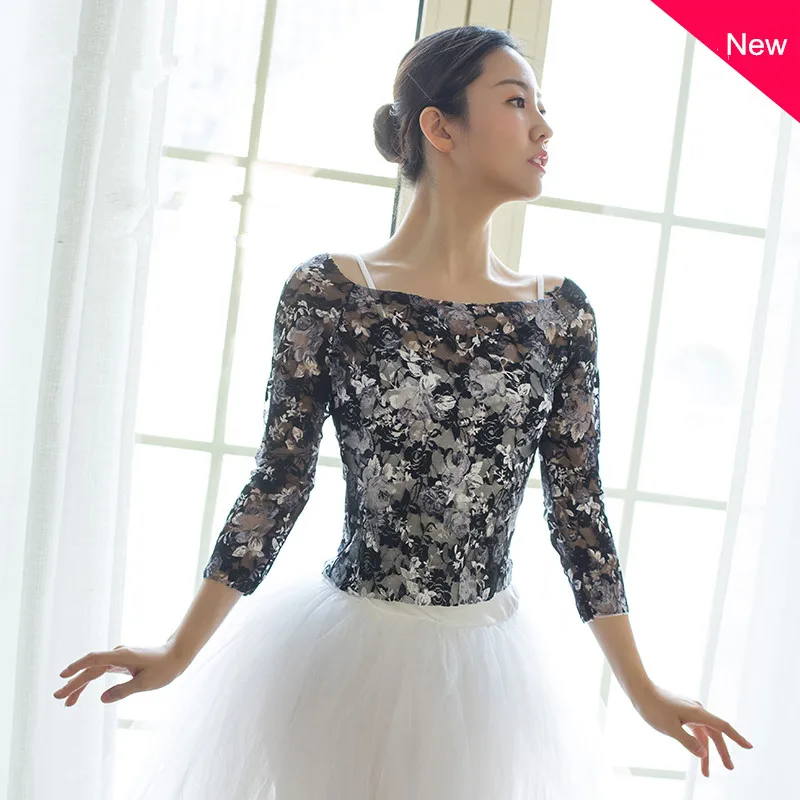 

Star Same Style Ballet Dance Practice Suit Printed Mesh Blouse Gauze Classical Dance Jumpsuit Ballet Tiara Dance Top