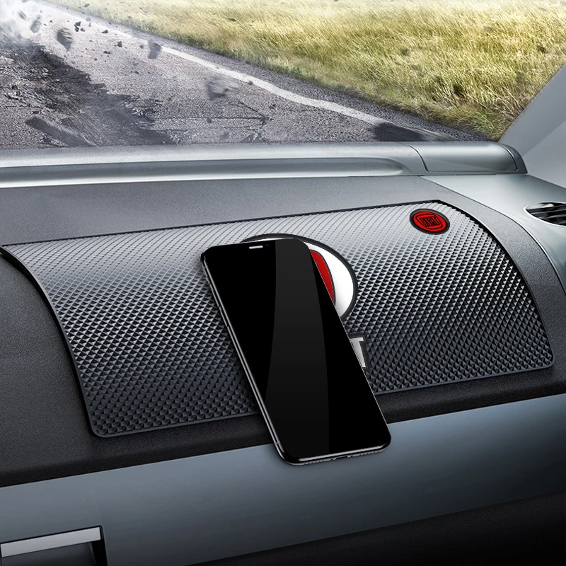 Car Silicone Non-Slip Mat Interior Console Emblem Badge Anti-Slip Pad For Fiat 500 Abarth Punto Bravo Stilo Panda Car Styling car non slip mat silicone anti skid pad