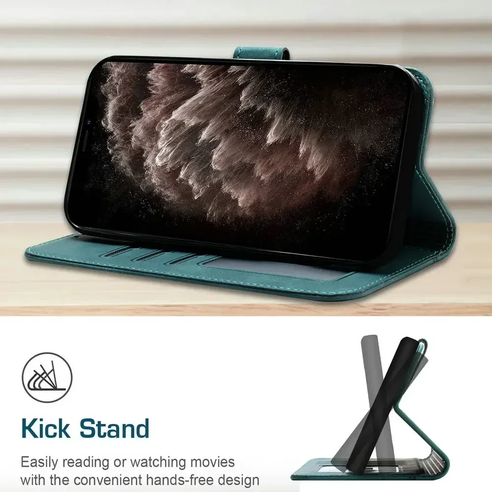 Leather Flip Wallet Case for Smartphones - Magnetic Closure, Multipurpose Design