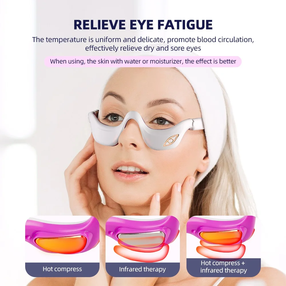3D Hot compress Eyes Relax Massager Fatigue Relief Eye Wrinkles Dark Circles Remover Eye Skin Tightening Eye Beauty Device 3