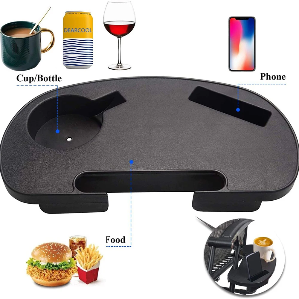 Description Picture 6 of itemChair Tray Side Tray Drinking For Drink Folding Camping Picnic Outdoor Strand Stool Beach Garden BBQ Chair Side Tray Cup Holder