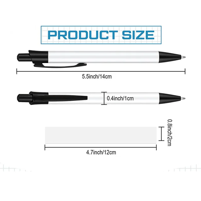 10 bolígrafos de sublimación en blanco, bolígrafo de transferencia de  calor, bolígrafo de sublimación con mangas retráctiles, aluminio recubierto  de