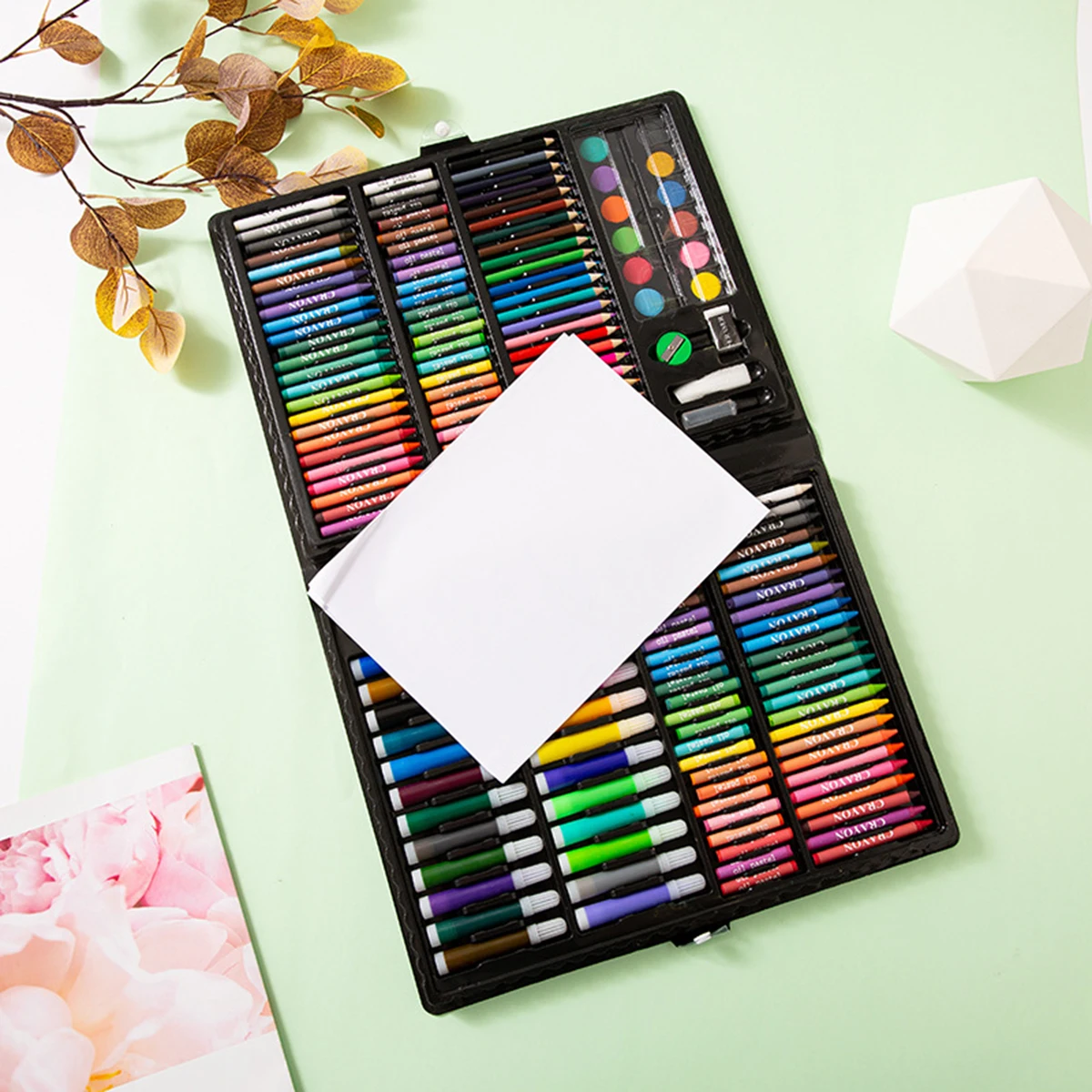 Set of 168 colored double marker pens colored pencils watercolor art markers