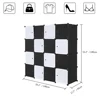 16 Cube Organizer Stackable Plastic Cube Storage Shelves Design Multifunctional Modular Closet Cabinet with Hanging Rod Black an 4