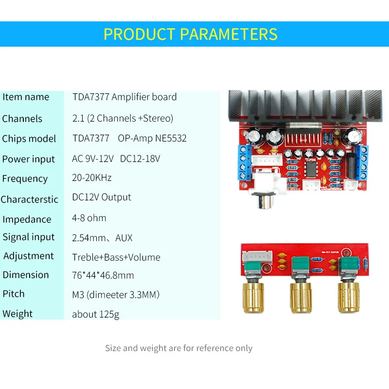 1PCS TDA7377 2.1ch HIFI Power Amplifier Board Bass Treble 3 Channels Sound Amplifiers For Speaker Home Audio System