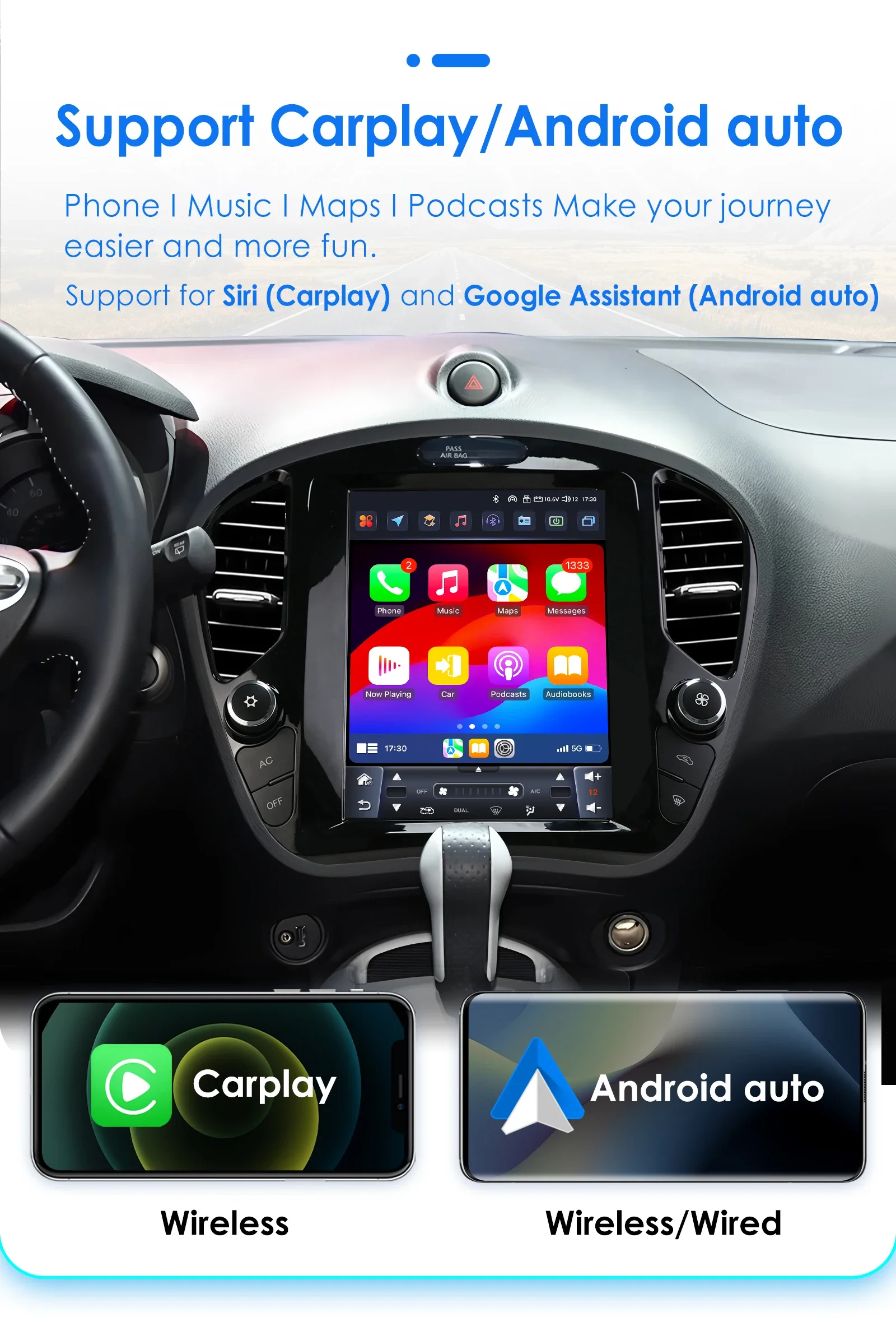 Hizpo Auto Intelligente Bildschirm für Nissan Juke 2011-2018 Infiniti ESQ CarPlay Android Auto Radio GPS RDS Multimedia Player stereo – Detail 10