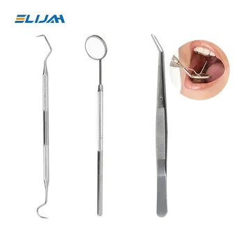 3Pcs/Set Dental Mirrors Oral Scope Tweezers Stainless Steel Teeth Cleaning Tool Oral Dental Cleaning Kit Dentist Instrument