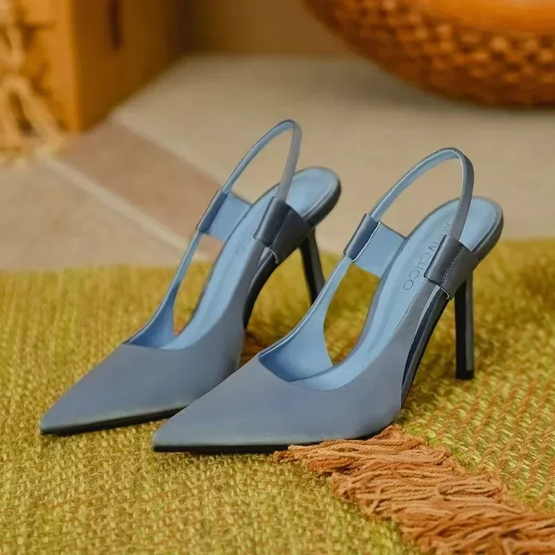Summer New Brand Women's Slingback Shoes Pointed Toe Slip on Sandals for Women Thin High Heel Ladies Elegant Pumps Shoes