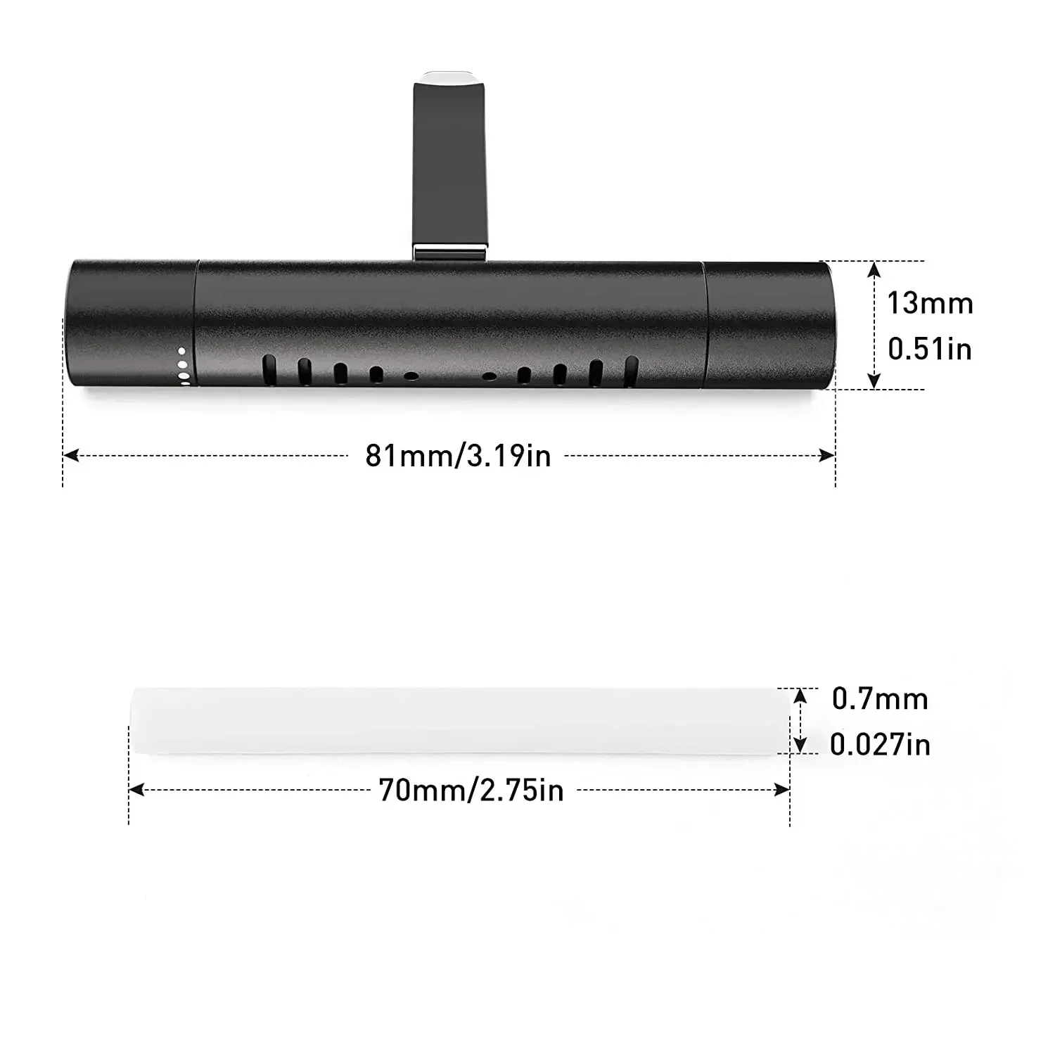 Car Air Freshener Car Fragrance Vent Clip Cylindrical Essential Oil Diffuser With 10 Refill Sticks