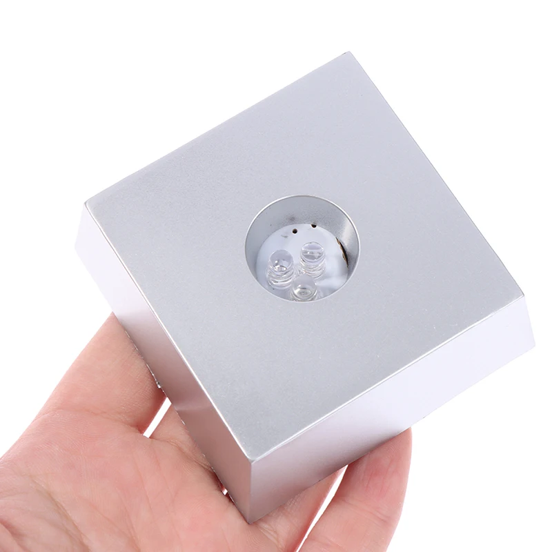 

3 LED Colorful Luminous Base Light Laser Rotating Crystal Display Base Stand Holder Glass Transparent Objects Home