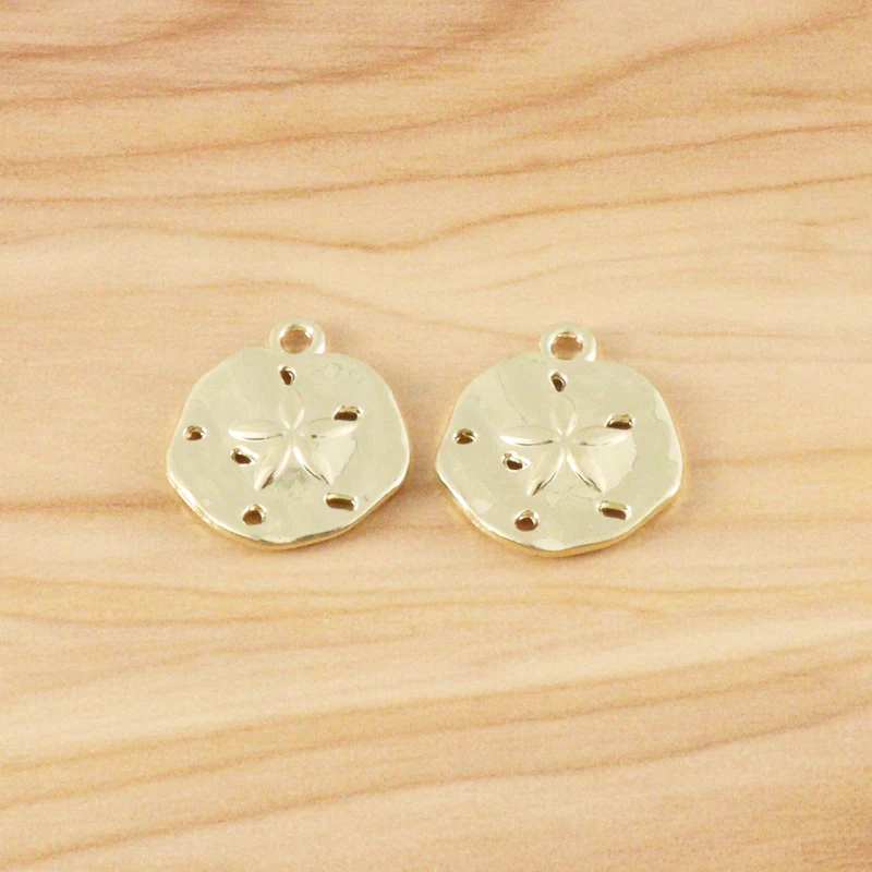 

10 Pieces Gold Color Sand Dollar with Starfish Charms Pendants for DIY Necklace Bracelet Jewellery Making Findings Accessories