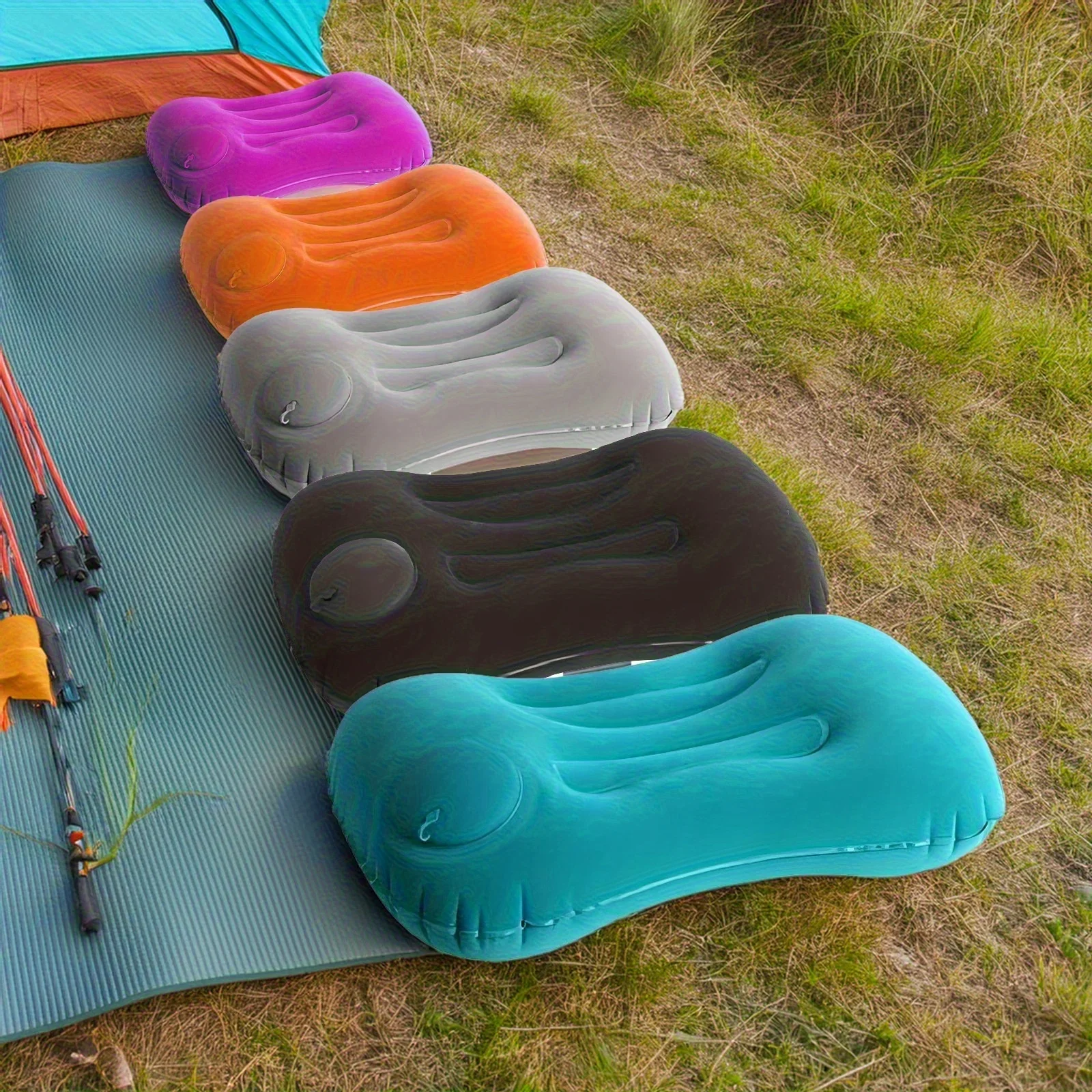 Description Picture 2 of itemCamping Pillow Inflatable Travel Pillow 1pc Portable Neck Rest Press to Inflate Compact Air Pillow for Beach Office Home Travel