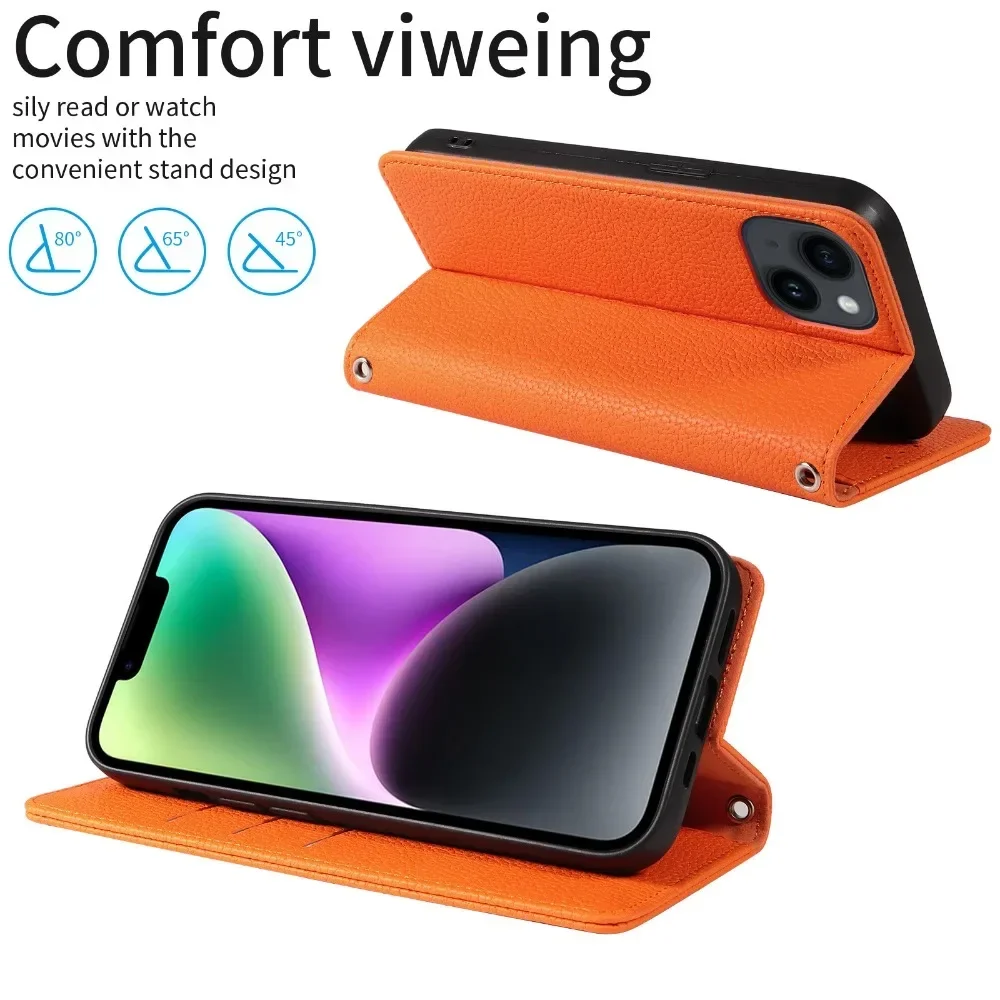 Premium Flip PU Leather Phone Case with Wrist Strap and Card Slot Holder