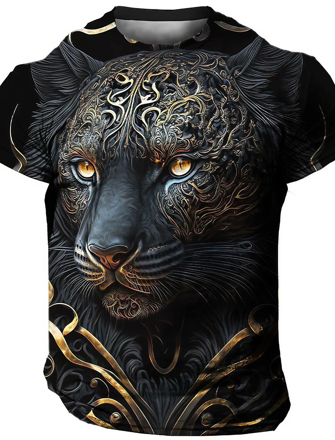 

2024 Summer Men's T shirt Graphic Animal Golden Lion Crew Neck Clothing Apparel 3D Print Short Sleeve Tee Fashion Design Vintage