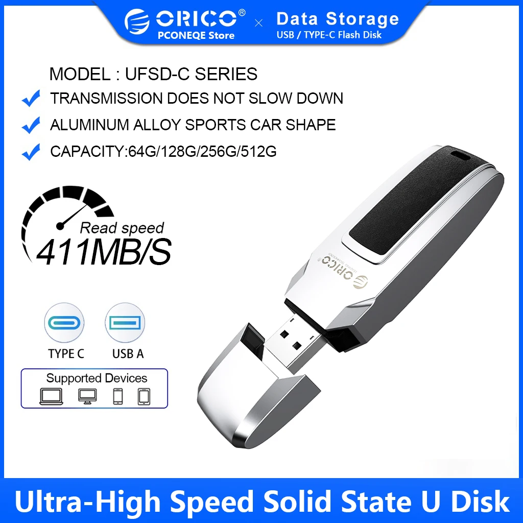 

ORICO UFSD Metal Flash USB 3.0 Flash Drive 405MB/S Drive U Disk usb A Type C 64GB 512GB 256GB 128GB Ultra High Speed Pendrives