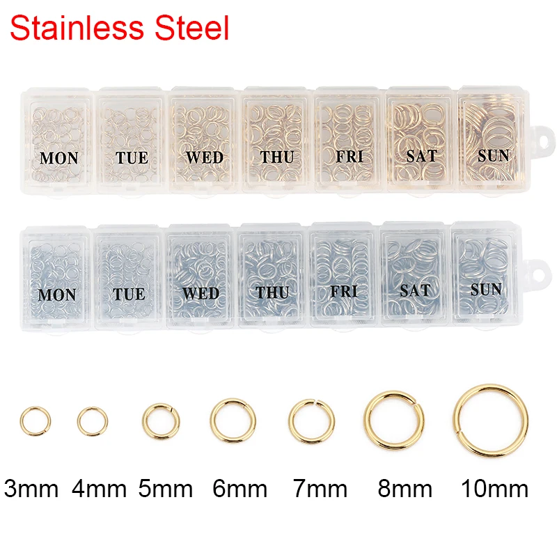 Stainless Steel Lobster Clasps Open Jump Rings Crimp Beads Caps For Diy Bracelet Necklace Supplies Jewelry Making Kit Set Box