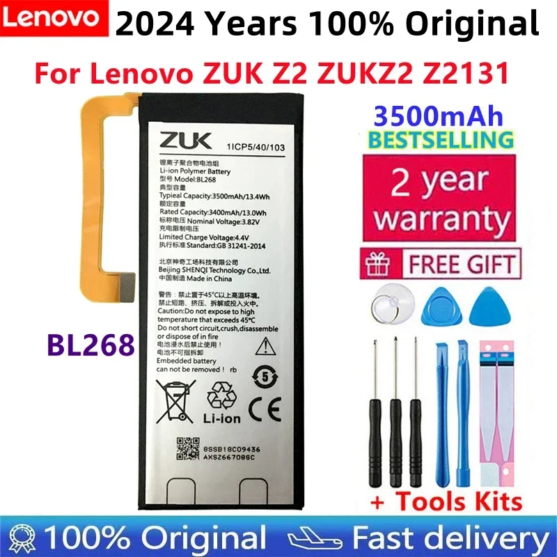 

100% Original 3500mAh BL268 Battery For Lenovo ZUK Z2 Pro Z2Pro Z2121 Mobile Phone Replacement Batteries+Tools Free