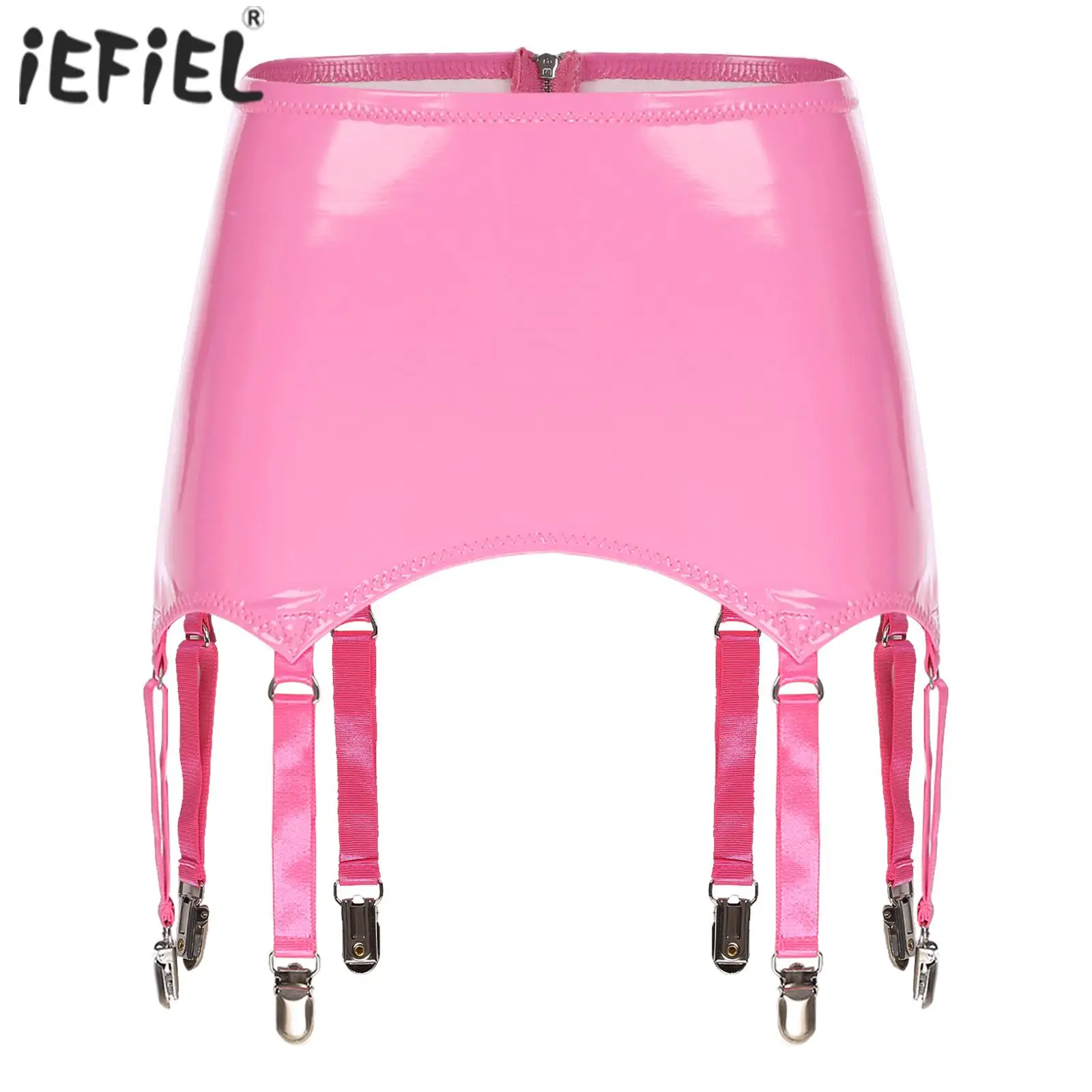 Leather Garter Belt Leather Lingerie Accessories Garter Belt Womens Patent Leather Garters Metal Clips For Stockings Underwear Lingerie Punk Gothic Clubwear Intimates Accessories