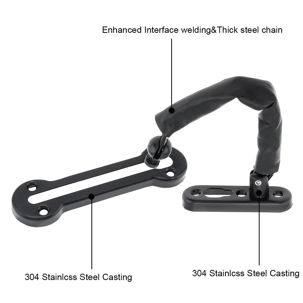 Chaîne de porte en acier inoxydable, serrure de sécurité avec couvercle en cuir PU pour porte intérieure de maison