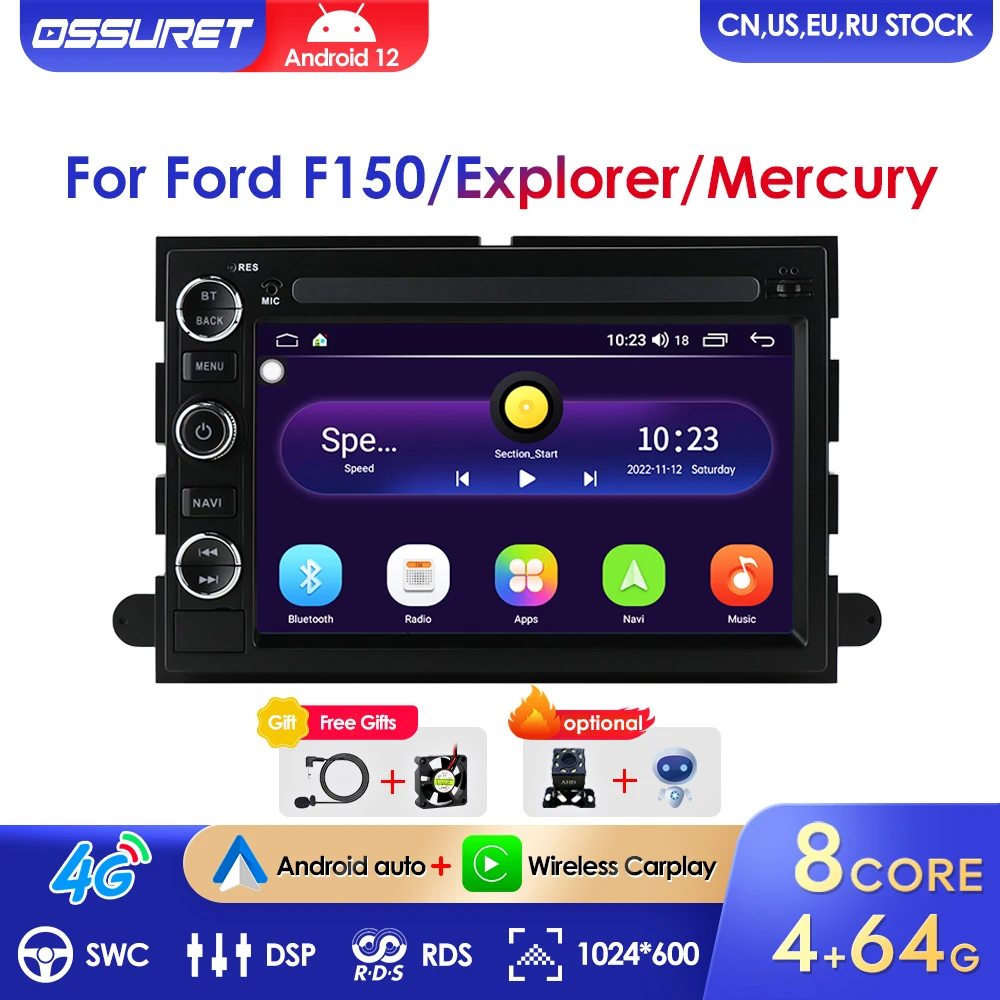 7inch Android 12 Car Radio Stereo GPS Navi DVD Player For Ford 500 F150