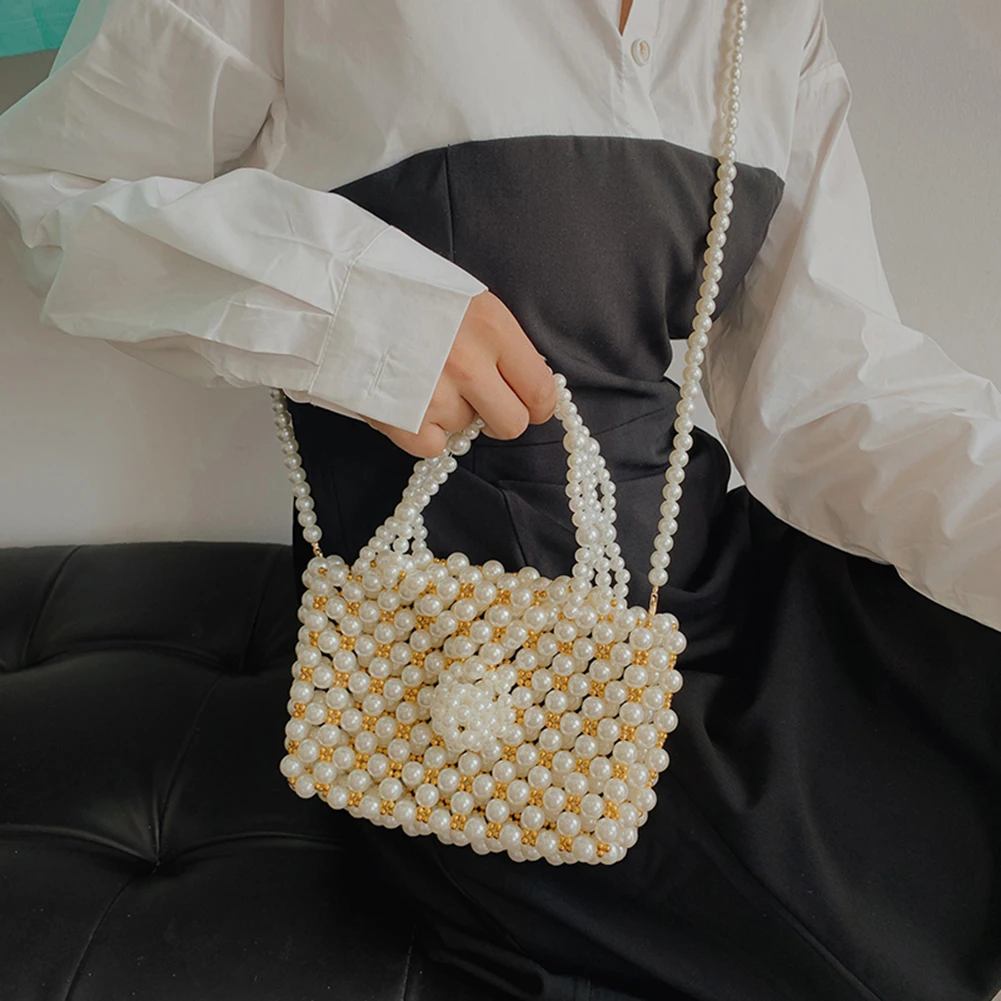 Mini Pearl Bag Elegant Women Handmade Beaded Handbag Ladies