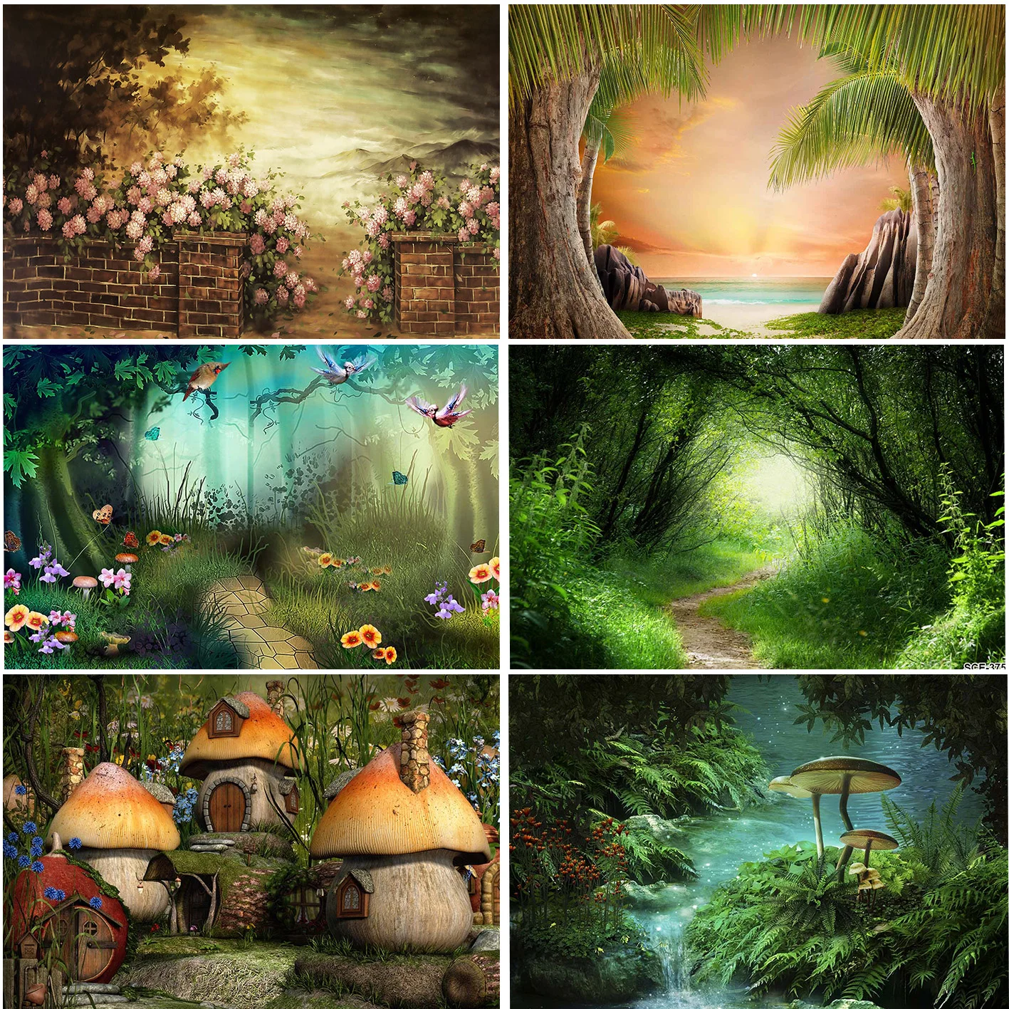 

Фон для фотосъемки с изображением весеннего природного пейзажа зеленого леса