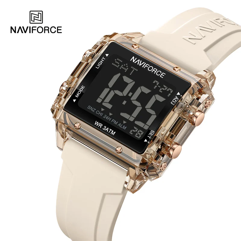 Digital Watch NAVIFORCE Women Sport Digital Watch Waterproof Silicone Electronic Wristwatch Square LED Clock Relogio Feminino