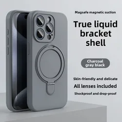 Liquid Silicone Magnetic Ring Holder Phone Case with MagSafe Stand Functionality - iPhone 12 Pro (GRAY)