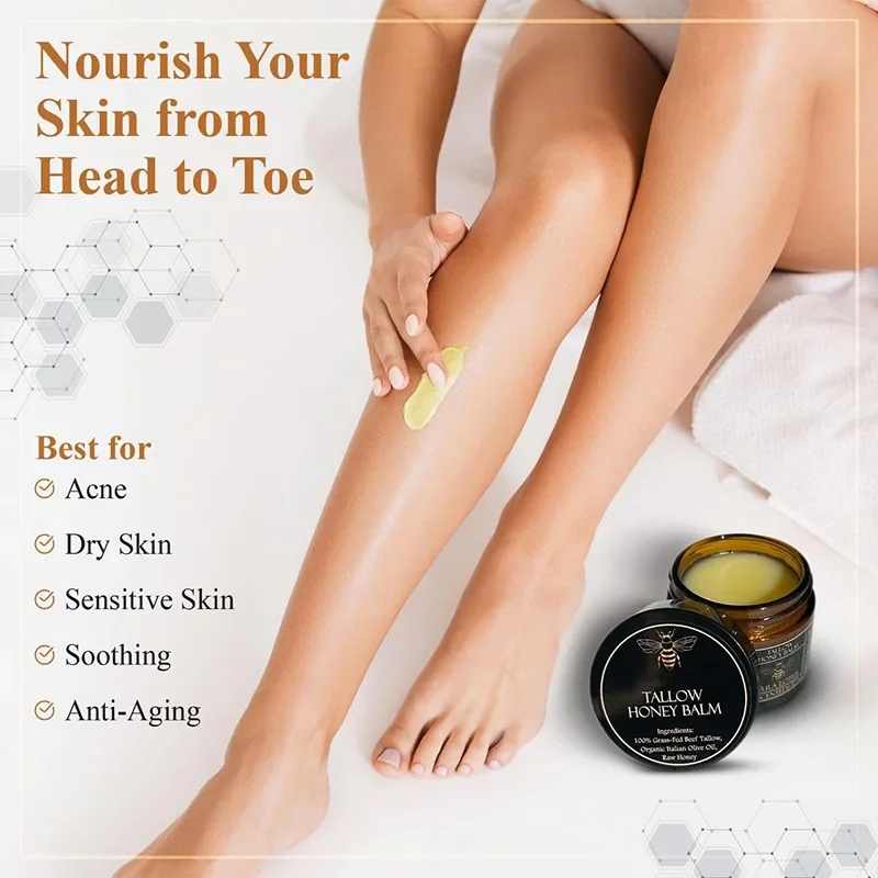 Luxurious Organic Beef Tallow & Raw Honey Moisturizing Balm - Handmade All-Natural Skin Softener
