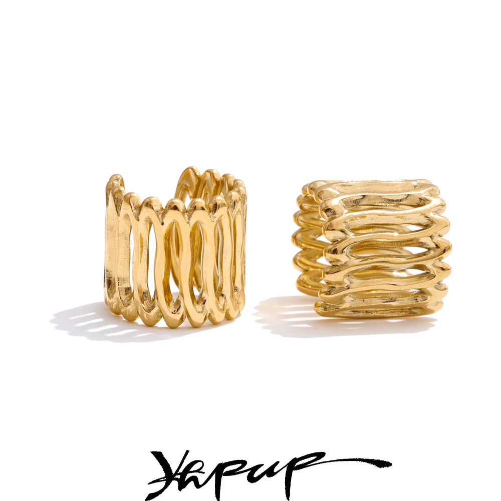 Yhpup Layered Geometric Adjustable Ear Bone Earrings for Women