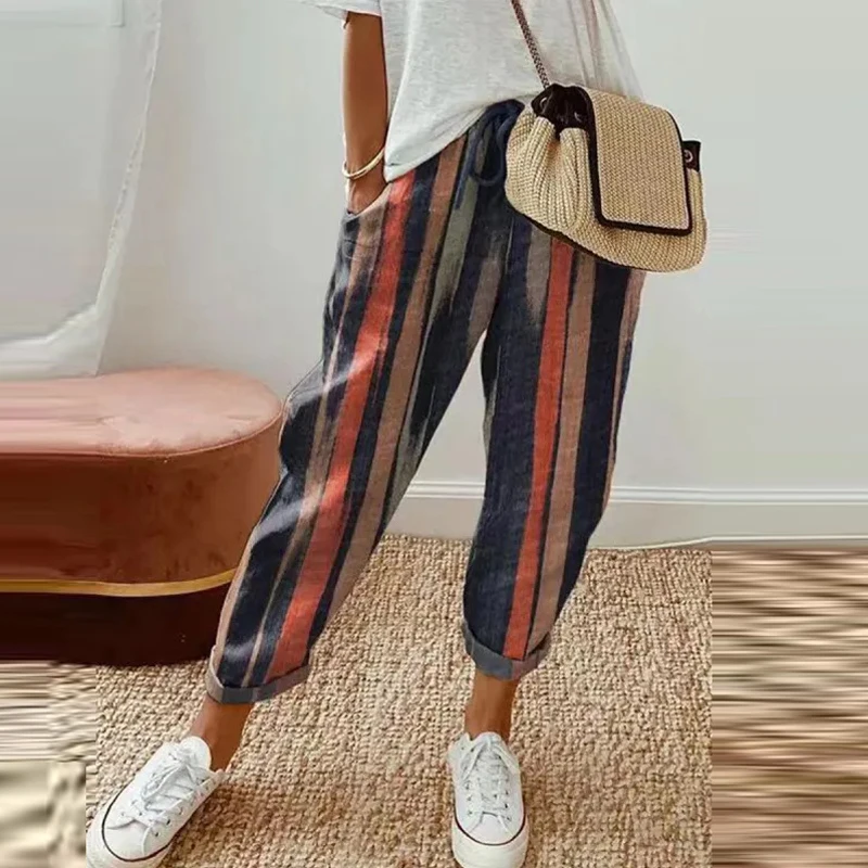 Easowa Old Money Style Women Spring/Summer Drawstring Waist Khaki Cropped Pants F | ChicGrl main image 1