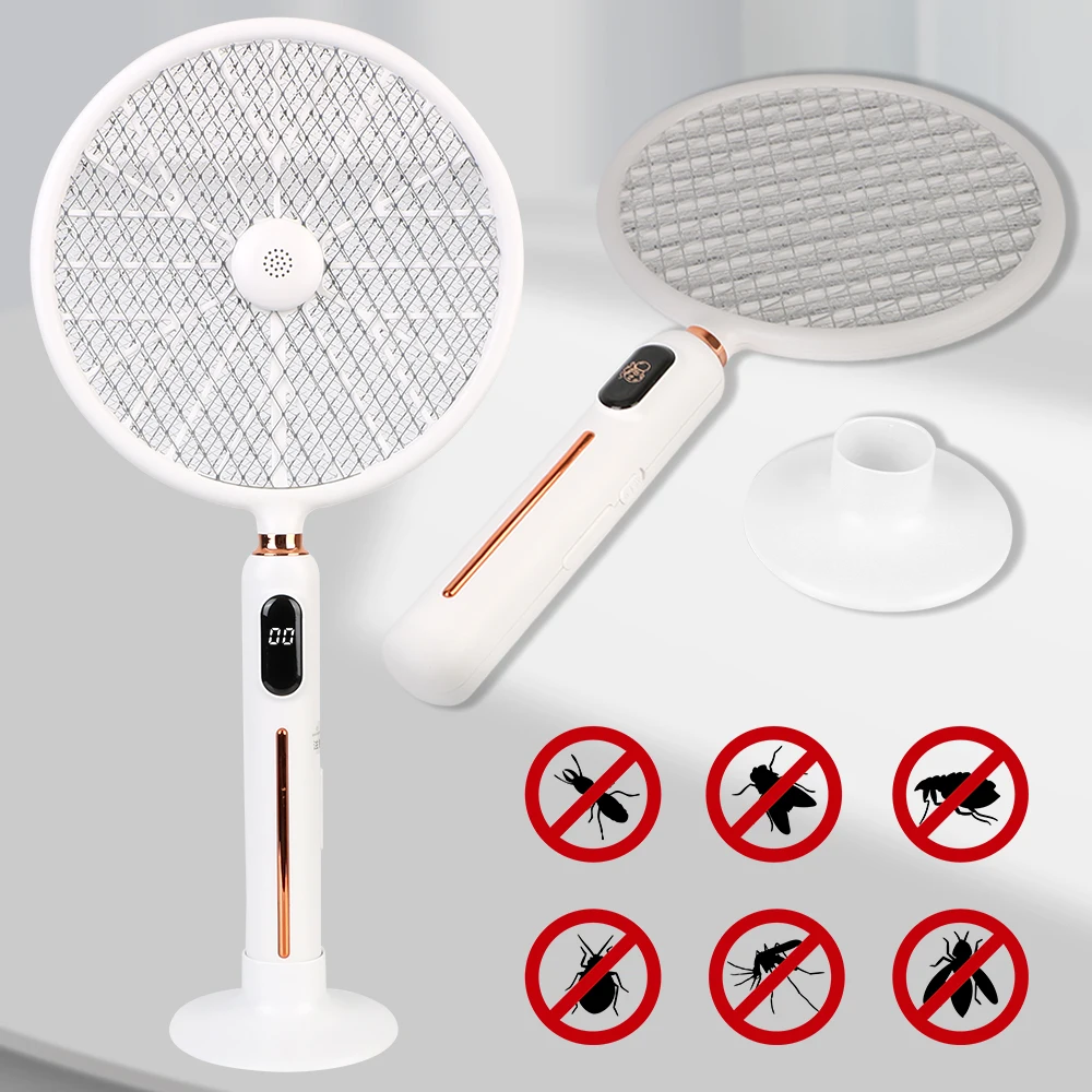 3000V Summer Mosquito Swatter Insect Killer Usb Rechargeable Led Display Bug Zapper Smart Electric Mosquito Swatter