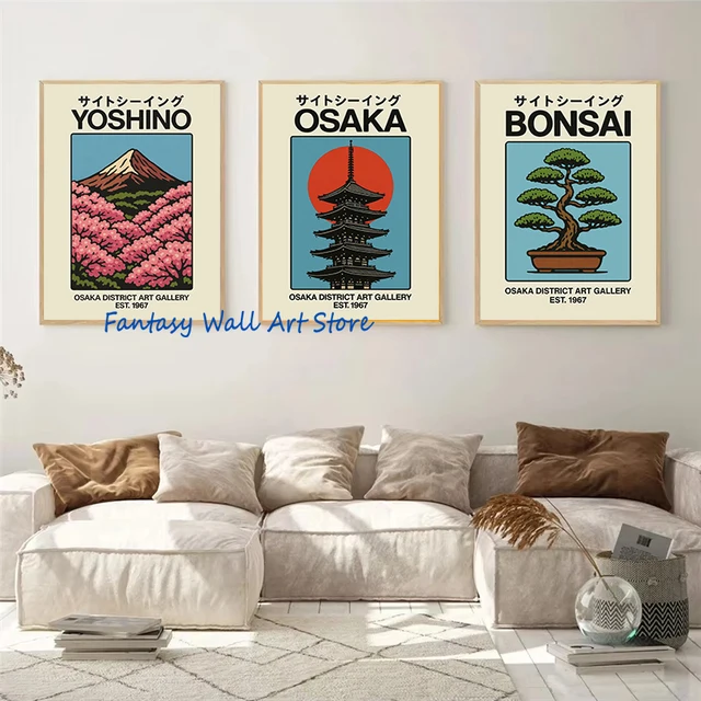 Japon voyage Vintage Art Osaka Tokyo Fuji fleur Yoshino japonais Zen affiche toile peinture mur photos décor de chambre à coucher 4