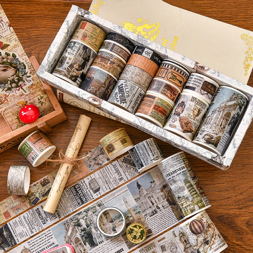 18Pcs Retro Washi Tapes Scrapbooking Supplies Washi Tape Set Vintage Cinta Adhesiva Decorativa Journaling Materials Masking Tape 2