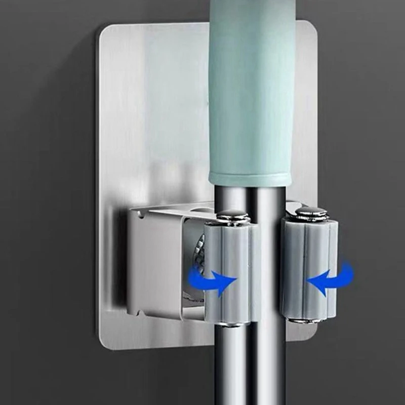 Wall Mounted Mop Household Adhesive Storage Hooks Hanger Kitchen Bathroom Organizer Suction Hanging Pipe