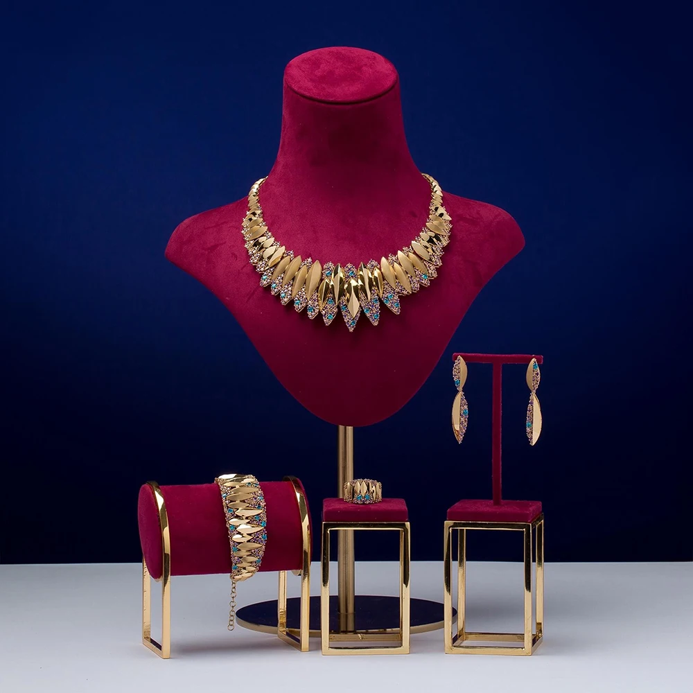 

Missvikki Luxury Jewelry Set Earrings Necklace Bangle Ring 4 PCS Women Wedding Full Mirco Cubic Zircon Fashion Jewelry 2022 New