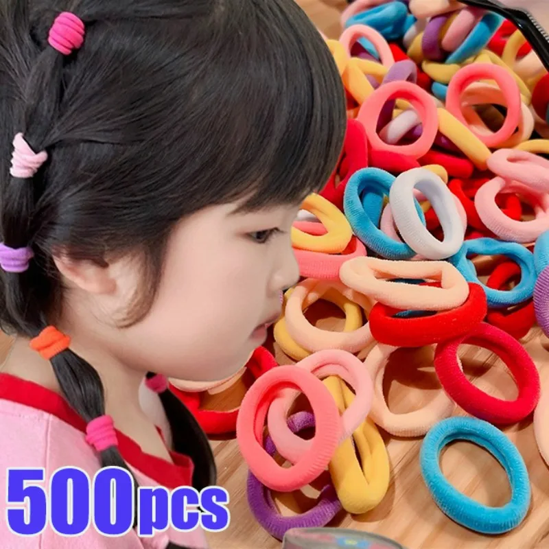 

Elastic Colorful HairBands Children Solid Color Simple Cute Rubber Bands Girls Daily Nylon Hair Band Fashion Hair Accessories