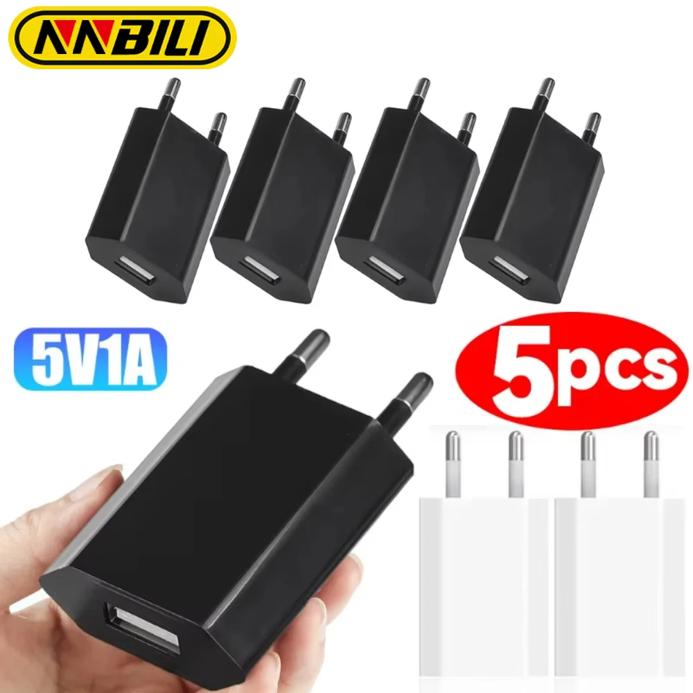 NNBILI 5/1Pcs Universal 5V 1A EU Plug USB Wall Charger For iPhone iPad Samsung Xiaomi Redmi Huawei Google Charger Power Adapter Best Sellers In Phones Accessories