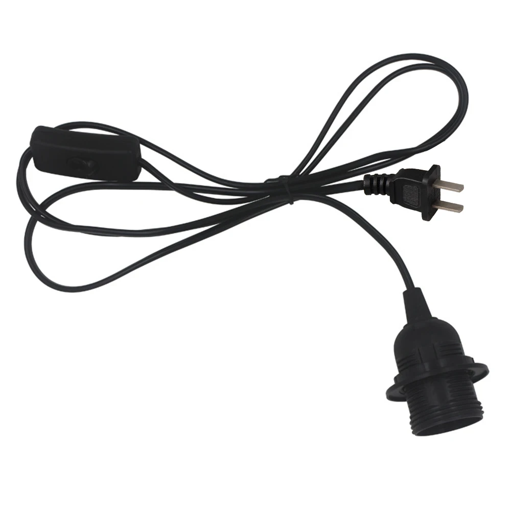 EU US Plug 1.8m Power Cord Cables E27 Full Teeth Lamp Base Holder With Switch Wire For Pendant Led Light Bulb lamp Accessory
